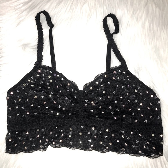 PINK NEW lace Aurora borealis crystal festival goblincore baddie bralette S - Picture 4 of 11